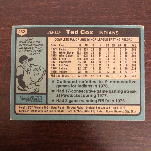 Vintage Topps MLB Cleveland Indians Baseball Card Bundle - Picture 6 of 8